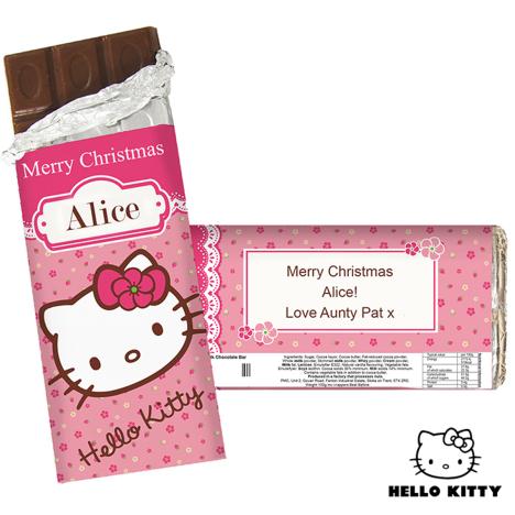 Personalised Hello Kitty Floral 100g Chocolate Bar Extra Image 1